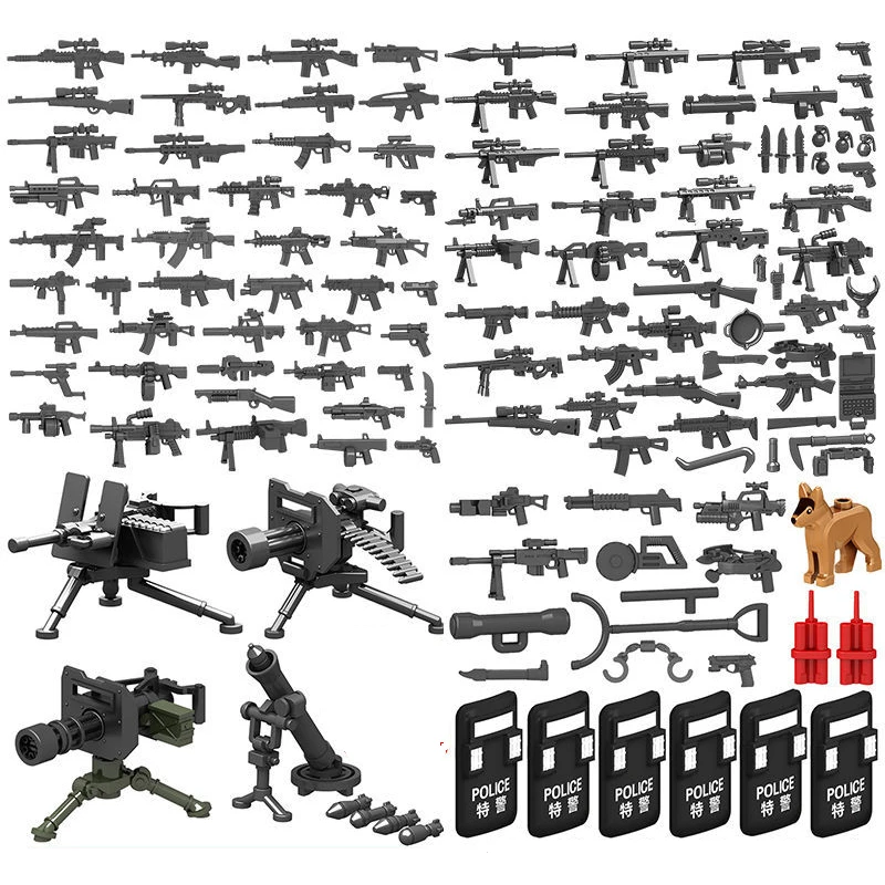 

25/50/100Pcs Military Weapons SWAT Gun Cannon Soldier Army Police Hat Building Blocks Figure Accessories Model Bricks DIY Toy