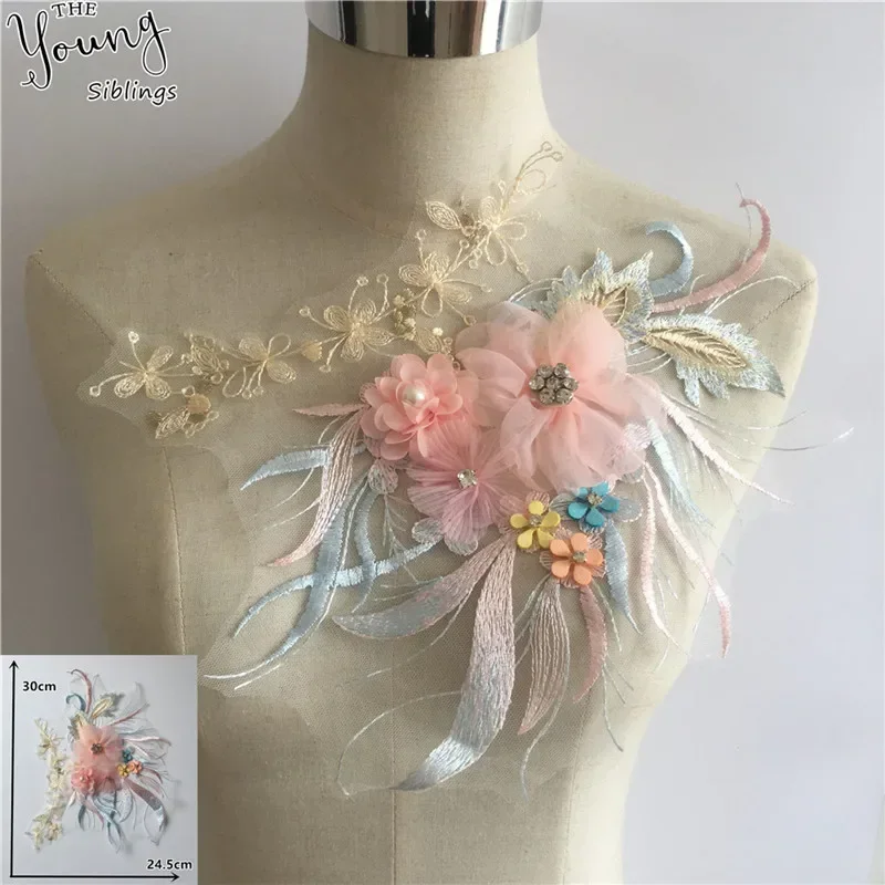 Fashion ABS Pearl Lace Collar Embroidery DIY Exquisite Sequined Lace Neckline Three-dimensional Flower Decoration Clothing lace ribbon lace fabric lace sewing accessories lace sewing supplies lace garment accessories