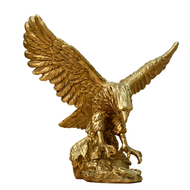 Statue d'aigle doré en résine, sculpture d'aigle doré, figurine de bureau moderne, décoration de maison 6