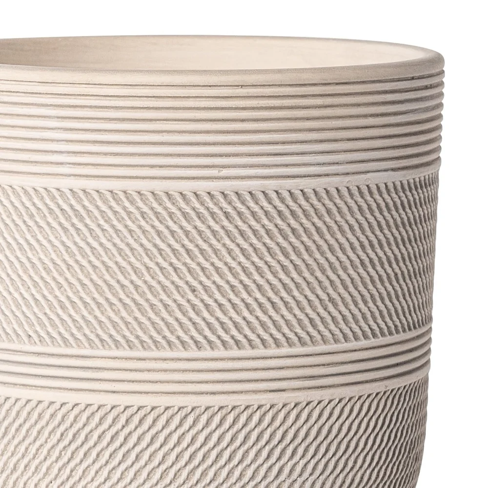 23511-4153F6.Jpg ceramic plant pot - round white planter with drainage holes for succulents and houseplants