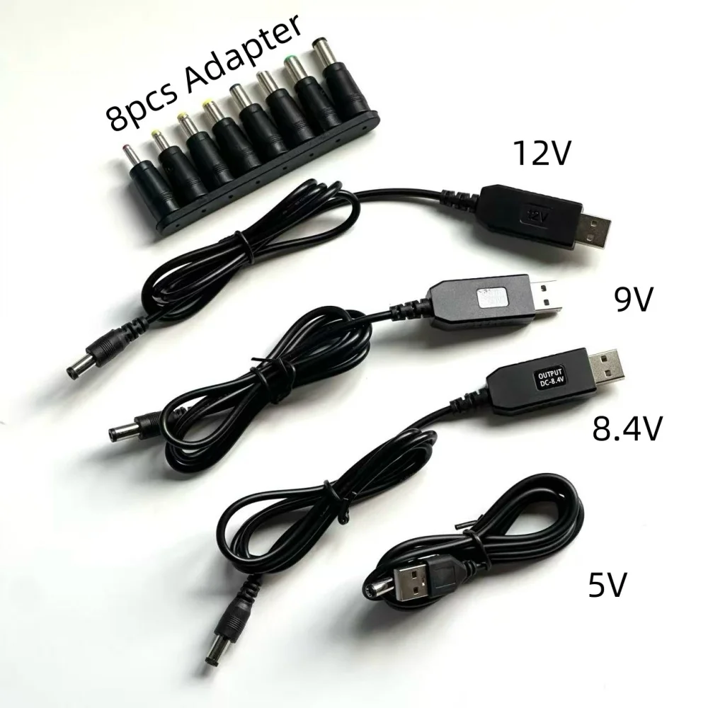 Universal DC to USB Converter Cable with 8 Interchangeable Connectors