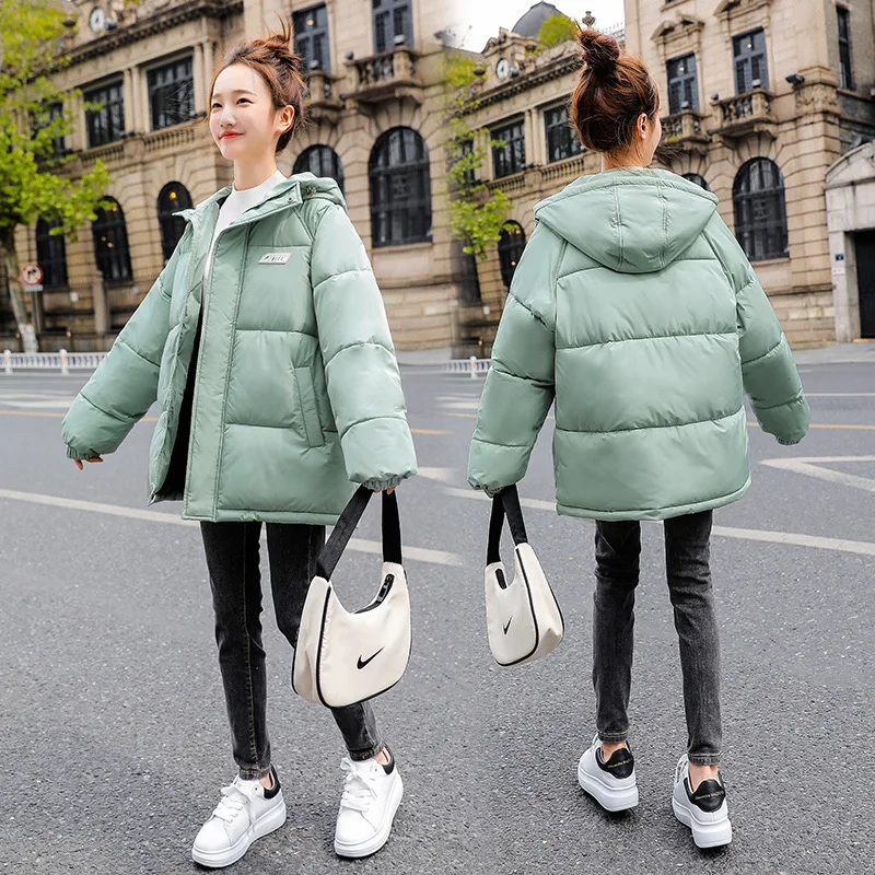 2022 Short Hooded Korean Winter Solid Short  Parkas Women Loose Down Jacket Thick Warm Fashion Jackets for Female