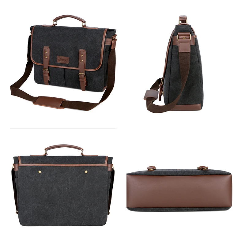 Mens Messenger Bag 14 Inch Vintage Canvas Briefcase Large Satchel Shoulder Bag Rugged Computer Laptop Bag