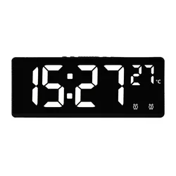 Voice Control LED Alarm Clock with Temperature Display and Night Mode (White)