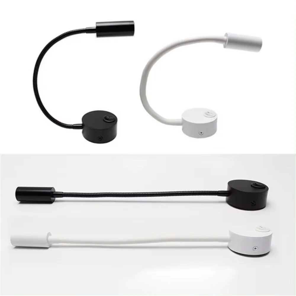 3W LED Bedside Wall Lamp Flexible Adjustable Gooseneck Reading Light for Bed Headboard Workbench Desk Night Lamp With Switch