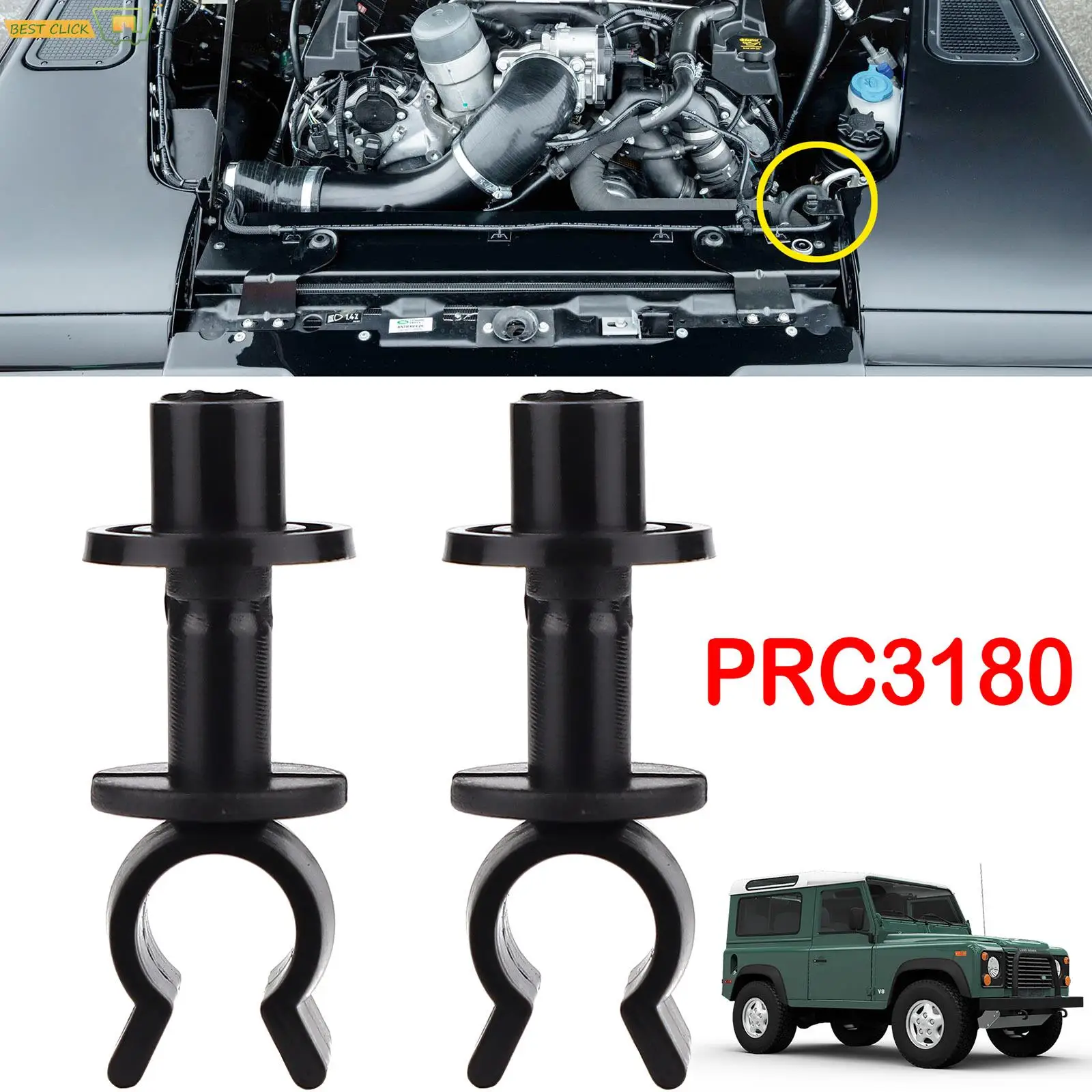 2 Pezzi Cofano Cofano Supporto Stay Prop Clip Fermo Per Land Rover Defender 90 110 130 Td5 Discovery 1 Range Rover Classic Prc3180