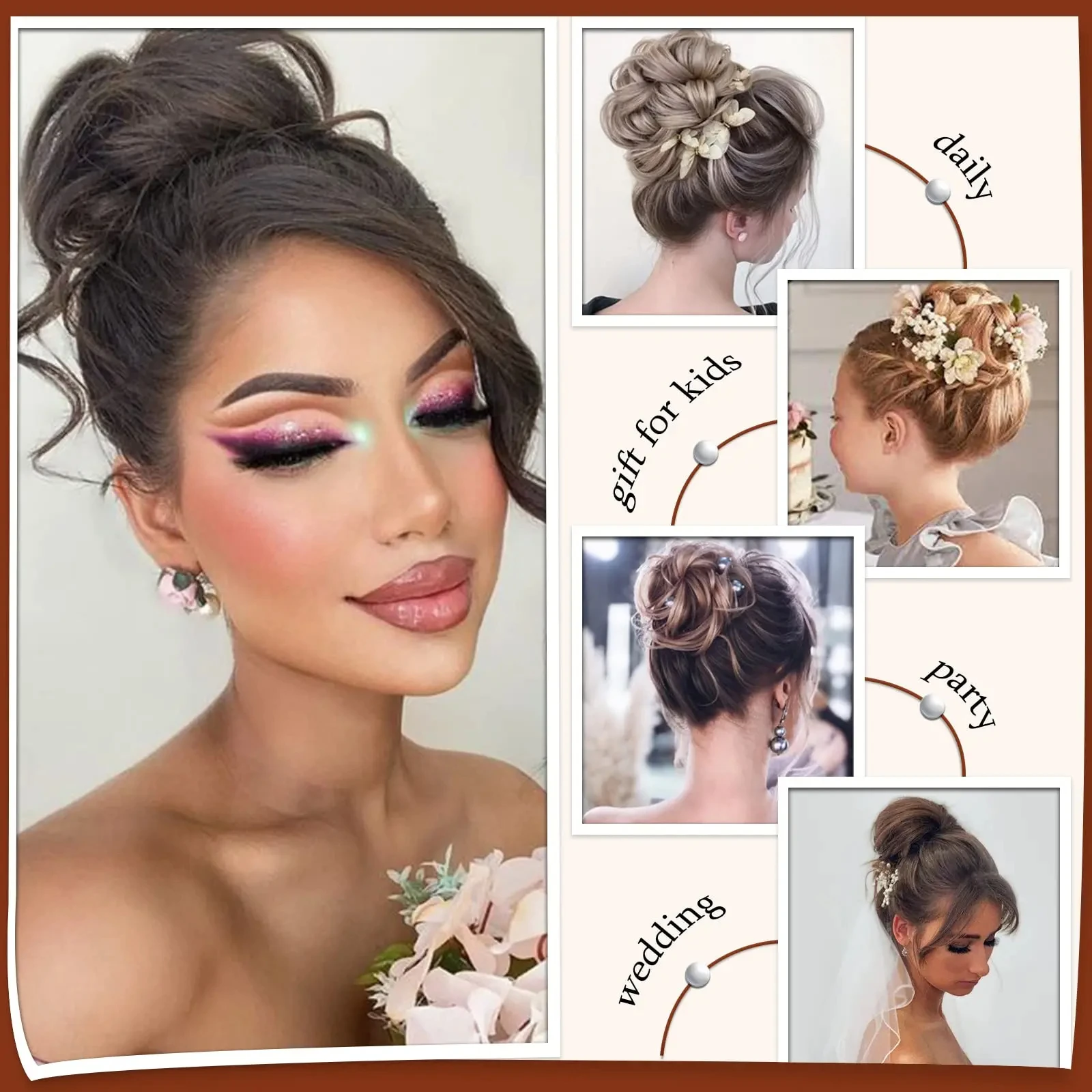 Synthetic Hair Clip Bun Chignon for Women and Girls
