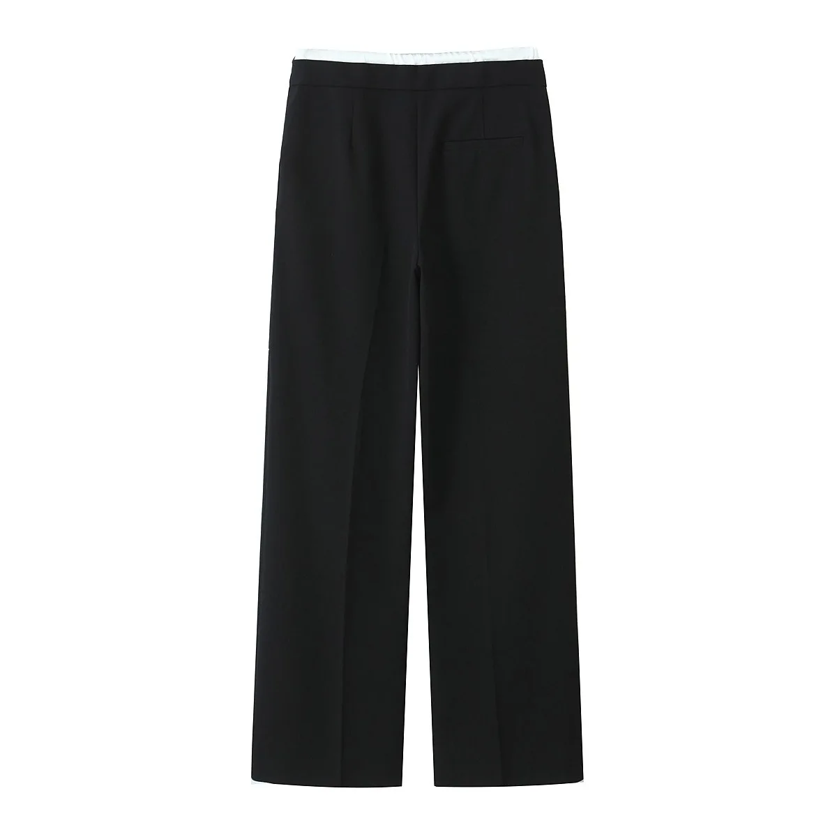 Splicing Design Solid Color Pants Women Fashion Simple Elastic Waist Lace Up Trousers Lady All-match Commuting Straight Pant New