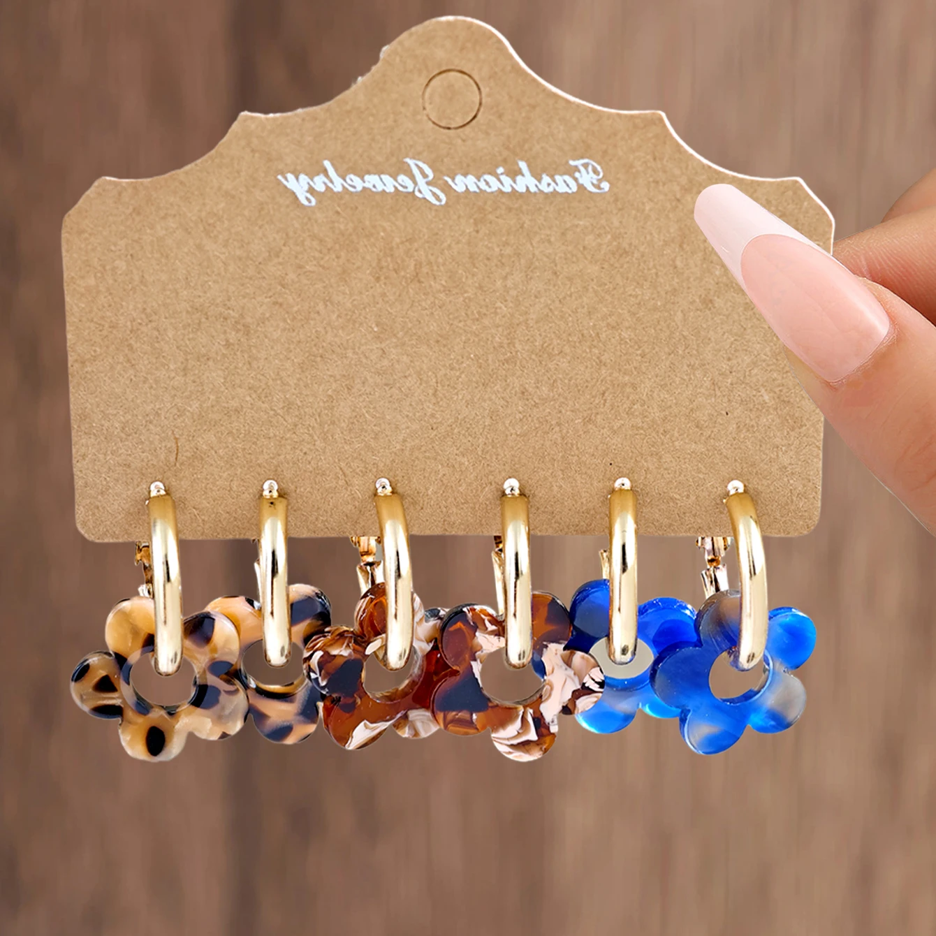 Colorful Sequin Five Flower Pendant Earrings Set Niche Design Elegant Flower Acrylic Metal Women's Earrings Gift