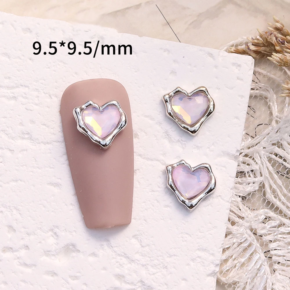 10Pcs 럭셔리 합금 러브 하트 스타 네일 아트 매력 3D 금속 가장자리 모카 컬러 네일 쥬얼리 장식 DIY 매니큐어 액세서리