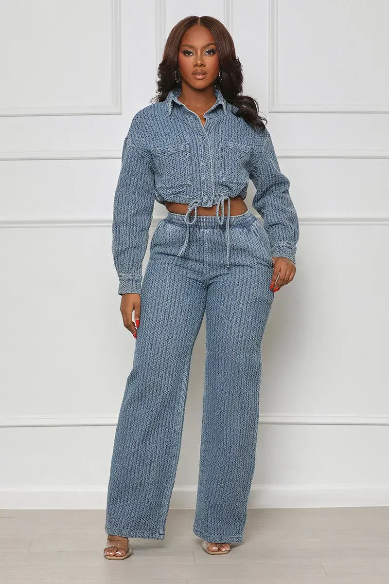 European and American fashion new denim women's two-piece set for women two piece sets womens outifits  conjuntos de jeans