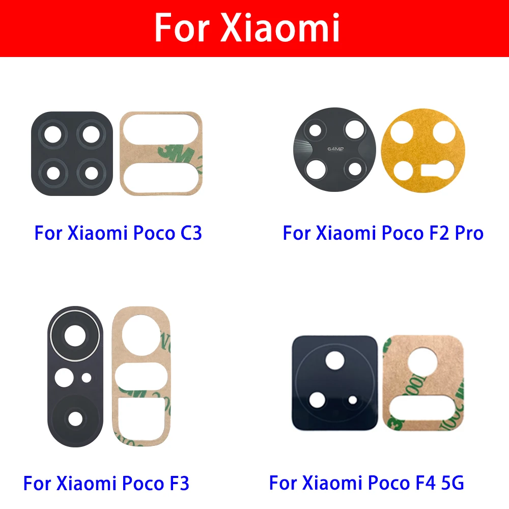 Tested Camera Glass for Xiaomi Poco X3 NFC M3 X3 GT X4 M4 Pro Poco F3 F4 5G C40 Rear Back Camera glass Lens With Adhesive