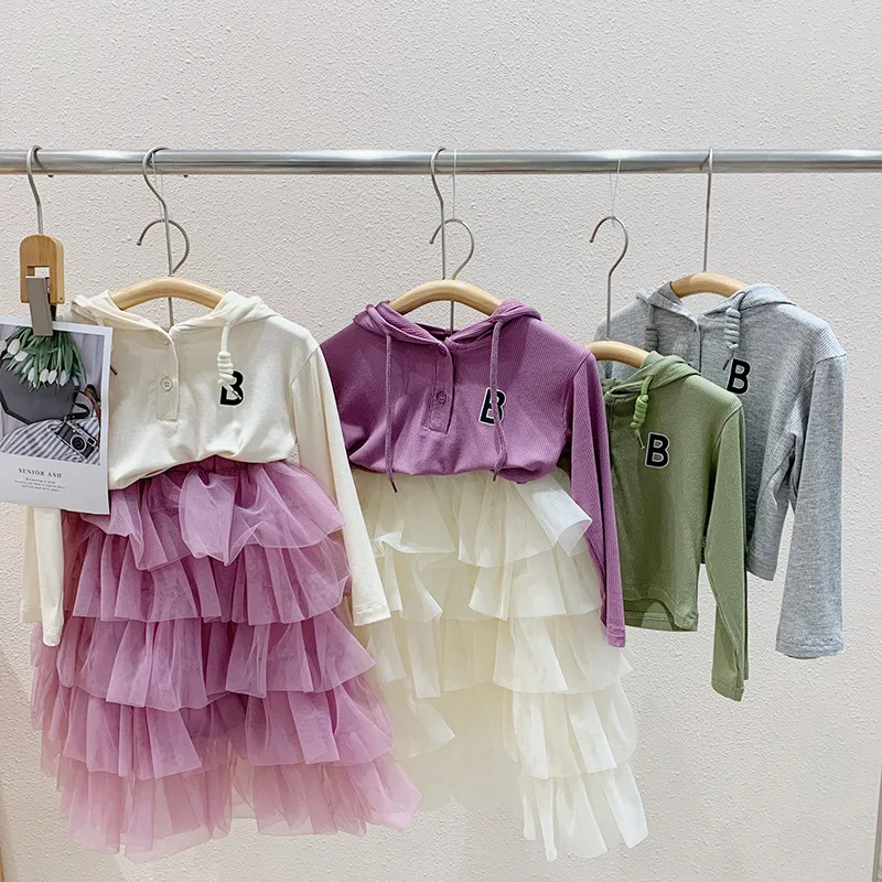 

New Clothes Girls 2-7old Summer new princess 90-140 children kids baby Cake gauze skirt solid lace white purple casual dress