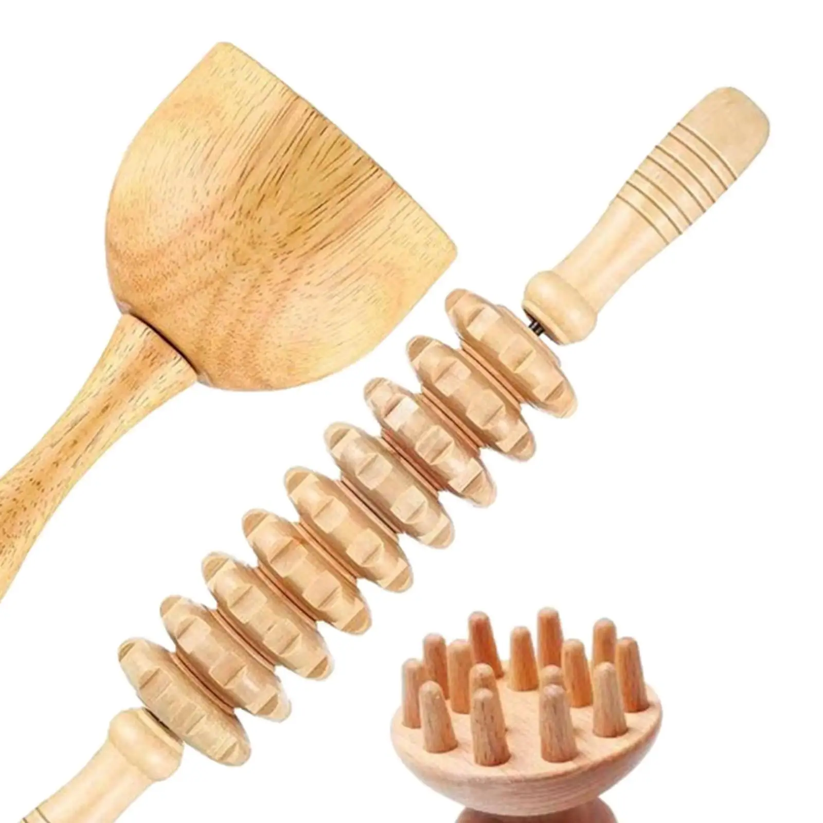 3Pcs Massage Tools Drainage Wood Relaxation Muscle Tension Body Tool Roller Stick for Full Body Use Elbows Back goalone 3pcs exfoliating gloves back scrubber shower flower practical bath spong body brush body shower massage cleaning tools