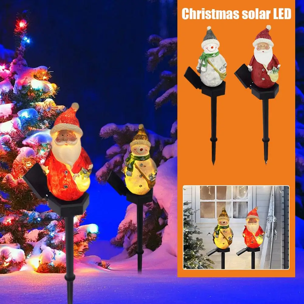 

Christmas Solar Led Outdoor Decorative Lights Resin Holiday Santa Snowman Landscape Party Lawn Lights Claus Lamp Garden Sta D8p0