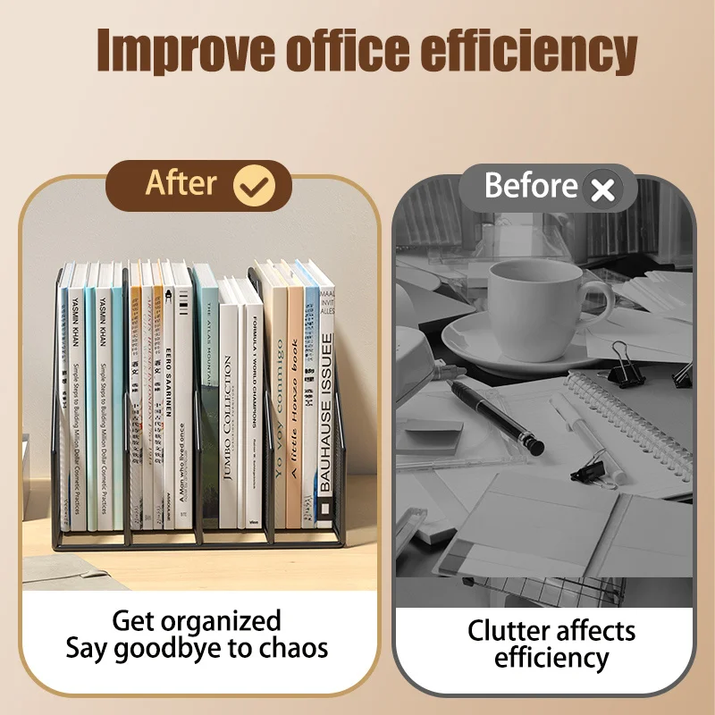 Metal File Rack Office Desk Shelf Standing Desktop File Folder File Box File Storage Box Data Rack Stationery Organizer File 3