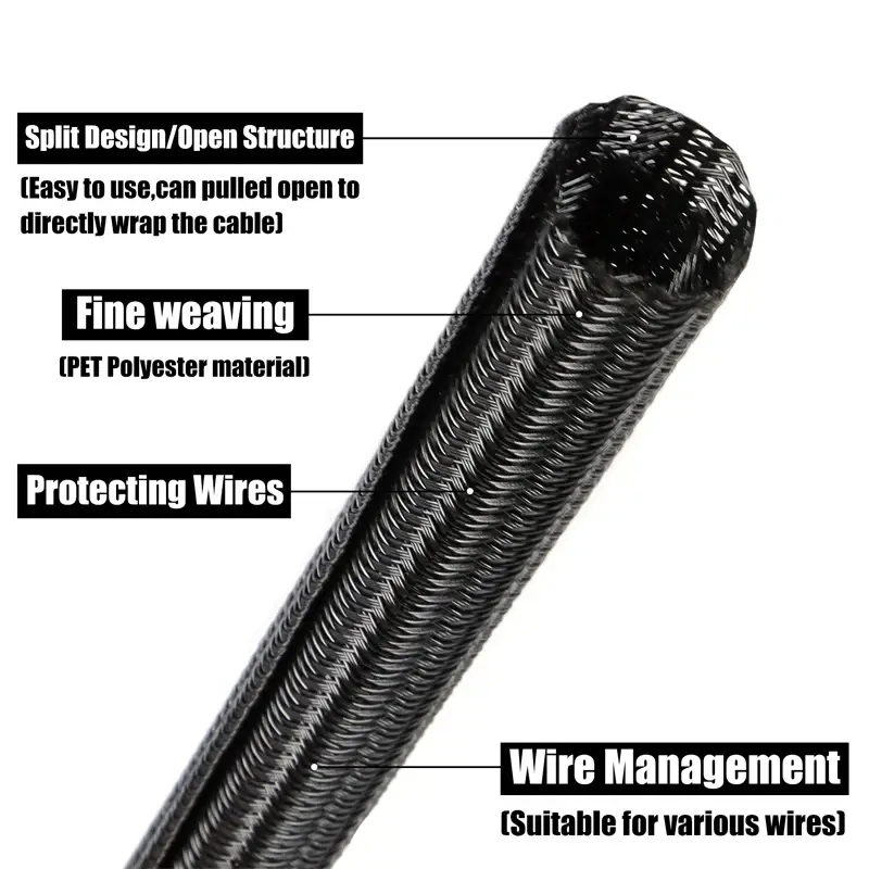 1~50m PET Braided Expandable Cable Sleeve 2~50mm Flexible Self Closed Insulated Wrap Pipe Tube Line Protector Wire Organizer - Image 3
