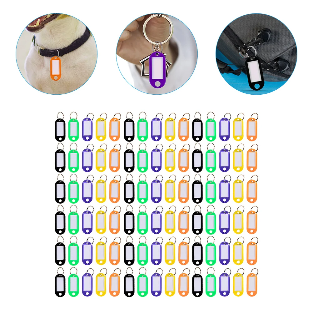 100 szt. Breloczek do kluczy kompaktowe etykiety wielofunkcyjne akcesoria bagażowe z kolorowymi identyfikatorami Abs