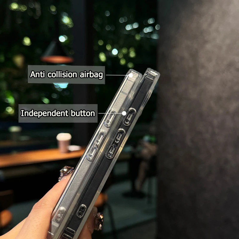 Sparkling Transparent Glitter Magnetic Wireless Charging Protective Case with Airbag Cushioning