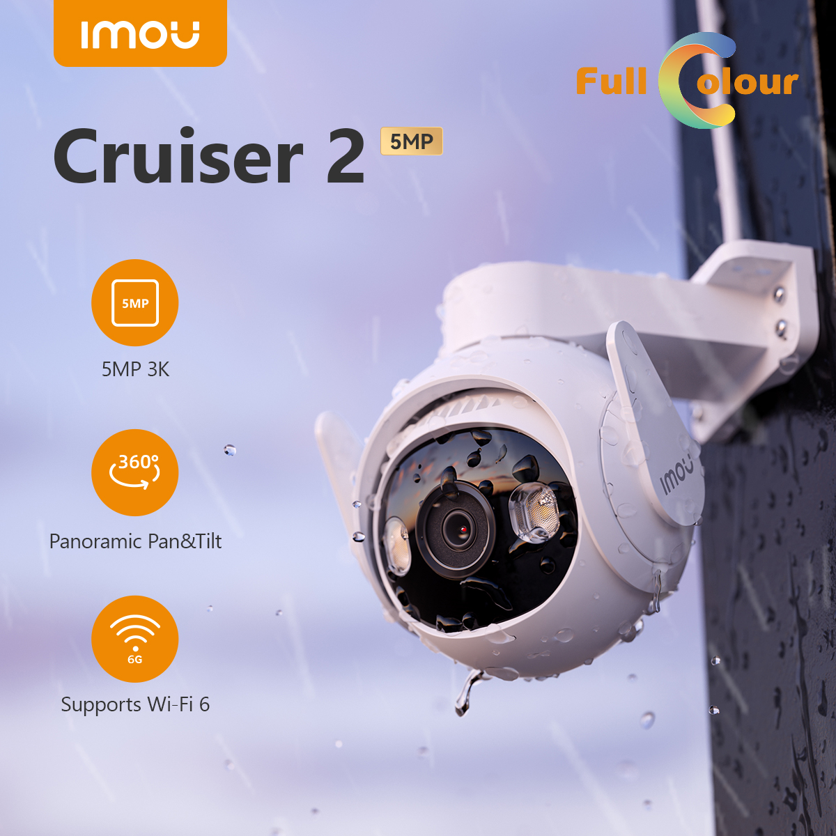 IMOU Cruiser 2 5MP Outdoor PTZ Wi-Fi Camera IP66 Weatherproof Camera Two Way Audio Colorful Night Vision Human Vehicle Detection