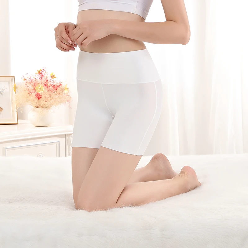 Women High Waist Ice Silk Safety Shorts Pants Seamless Nylon Panties Boyshorts Skirt Pants Girls Slimming Underwear