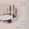 Makeup Brush Holder Makeup Brush Organizer With 2 Slot, 3-Layer Rotating Cosmetic Organizer, Desktop Makeup Box Durable , Pink 1