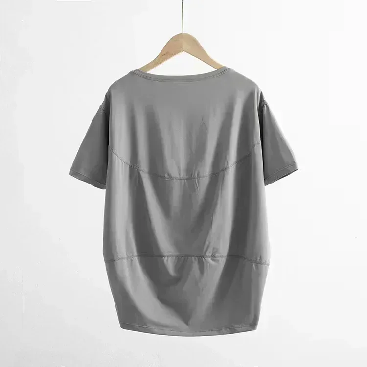 Lemon Women Yoga Short Sleeve Back In Action Summer Loose Sport Shirts Clothing Gym Wear Workout Short Sleeve T-shirt Sportswear