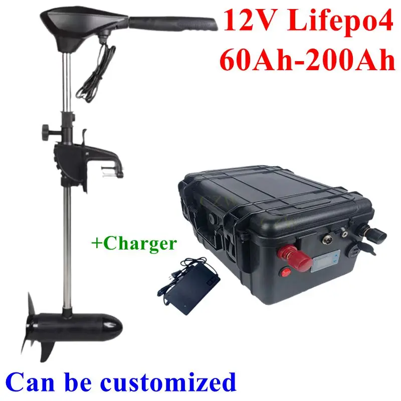 JHKJ Lithium Batterie 12V 60-200Ah - IP65 Wasserdicht Für Boote & Außenbordmotoren