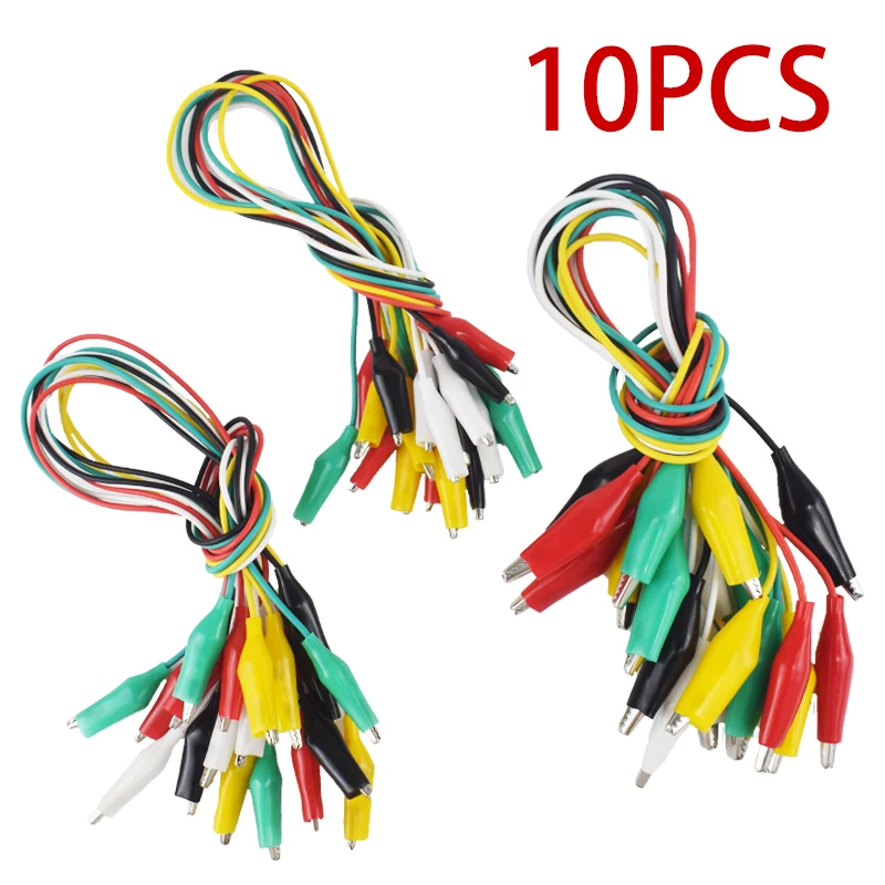 10pcs Color Alligator Clip Electric DIY Small Battery Power Cord Sheath Electric Clamp Double Head Test Clamp