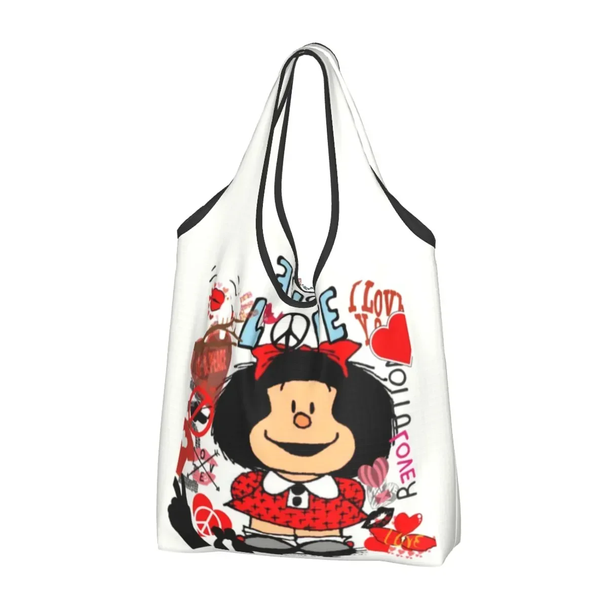 

Женские сумки для покупок Love And Mafalda, портативные вместительные Мультяшные тоуты для покупки продуктов, манга
