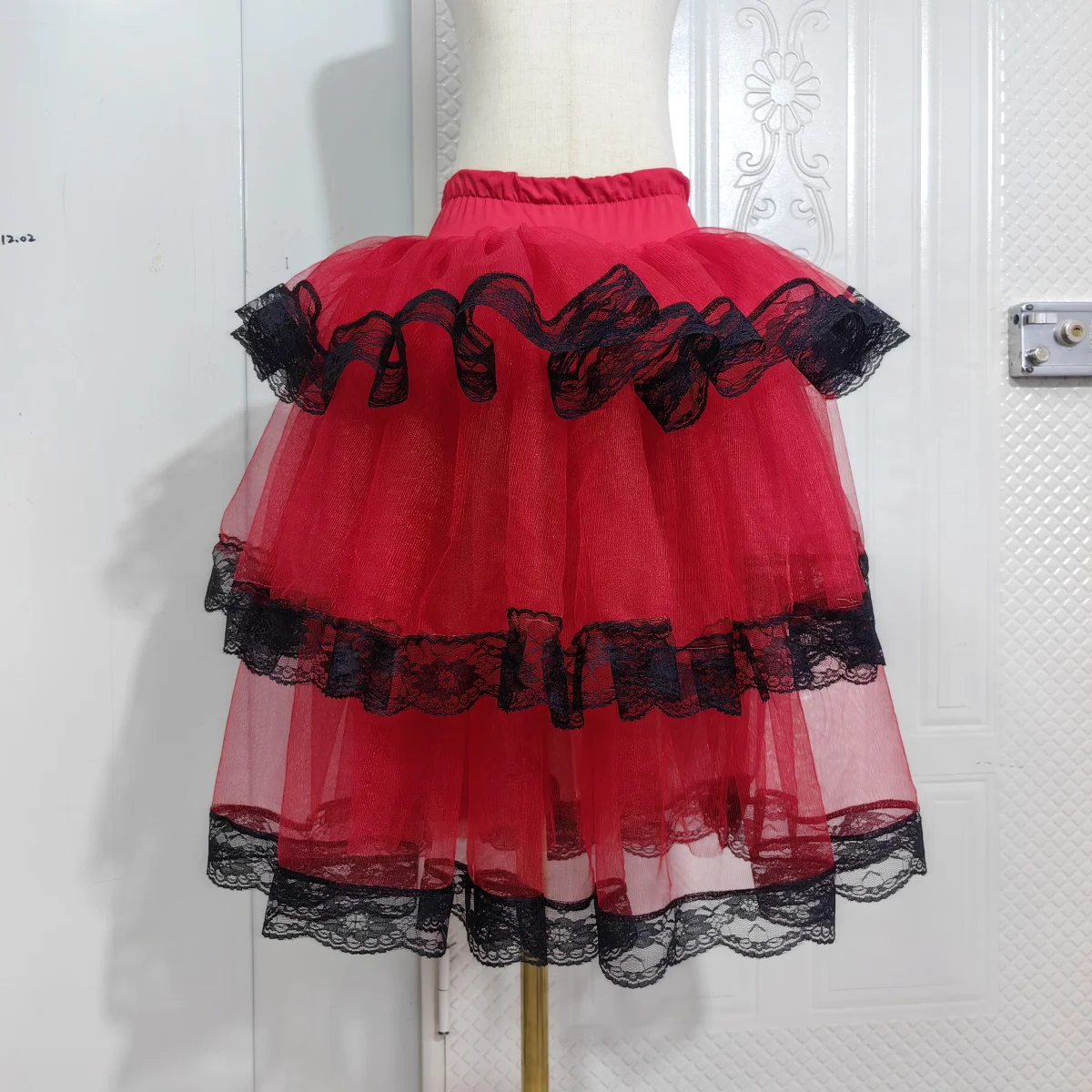 Red Spanish Half Tutus Skirt for Adult Girls Soft Tulle Belly Performance Costumes Ballet Skirts Tutu Skirt