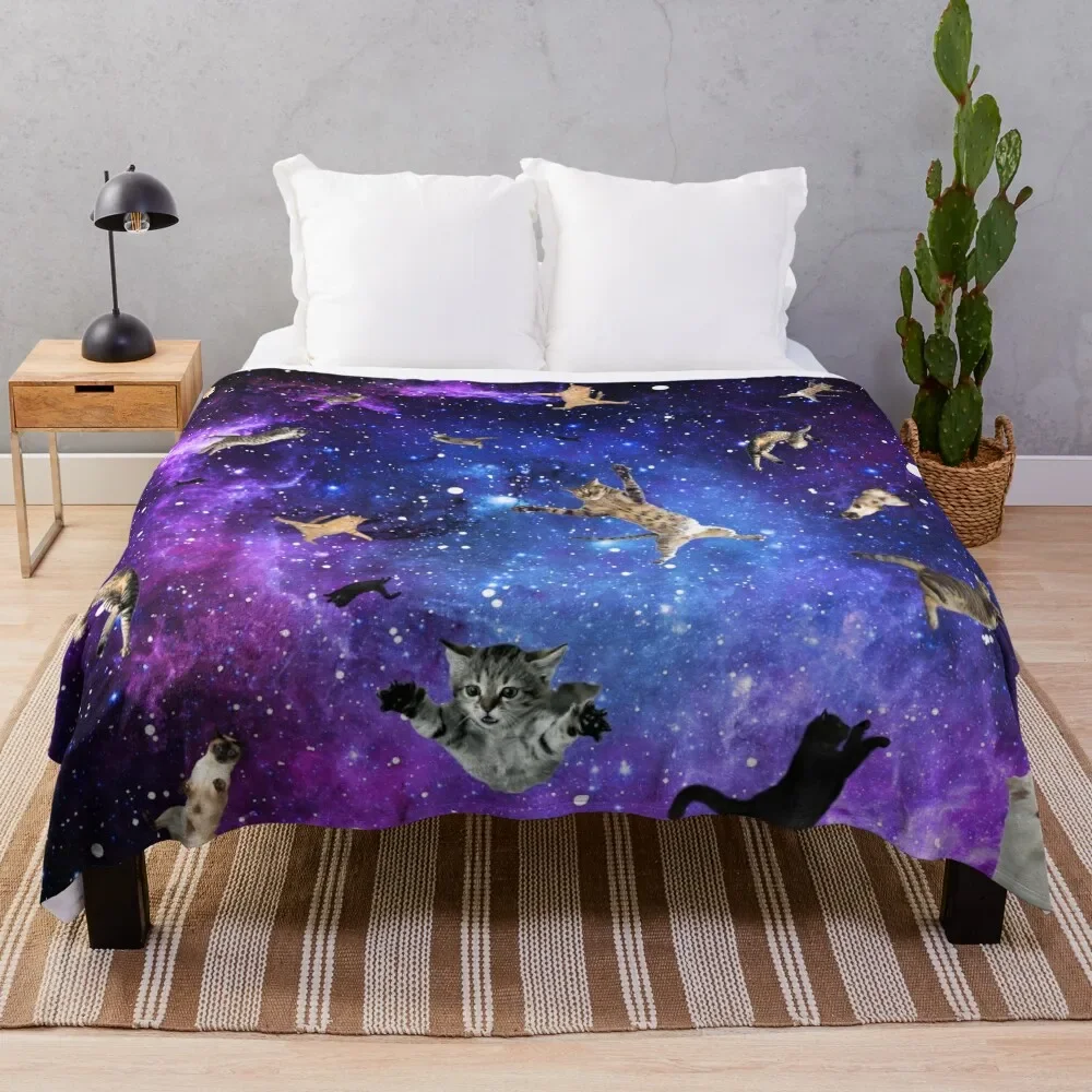 

Space Cats Throw Blanket Hair Bed linens Luxury Blankets