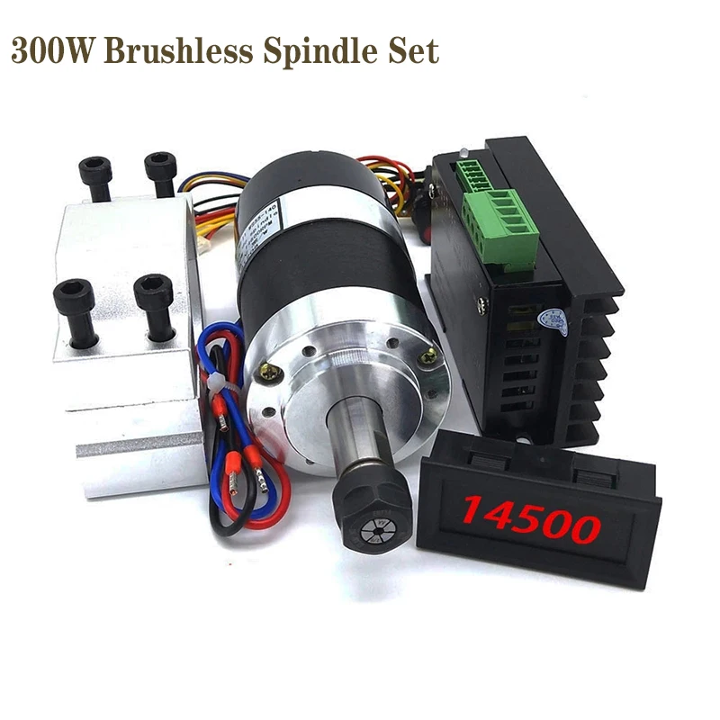 Air Cooled Spindle Motor WS55-140 Brushless 300W Spindle High Speed 0.3KW Air-cool Spindle Motor DC 36V 12000 RPM MACH3 ER11 Collet 55mm Clamp High Speed Motor