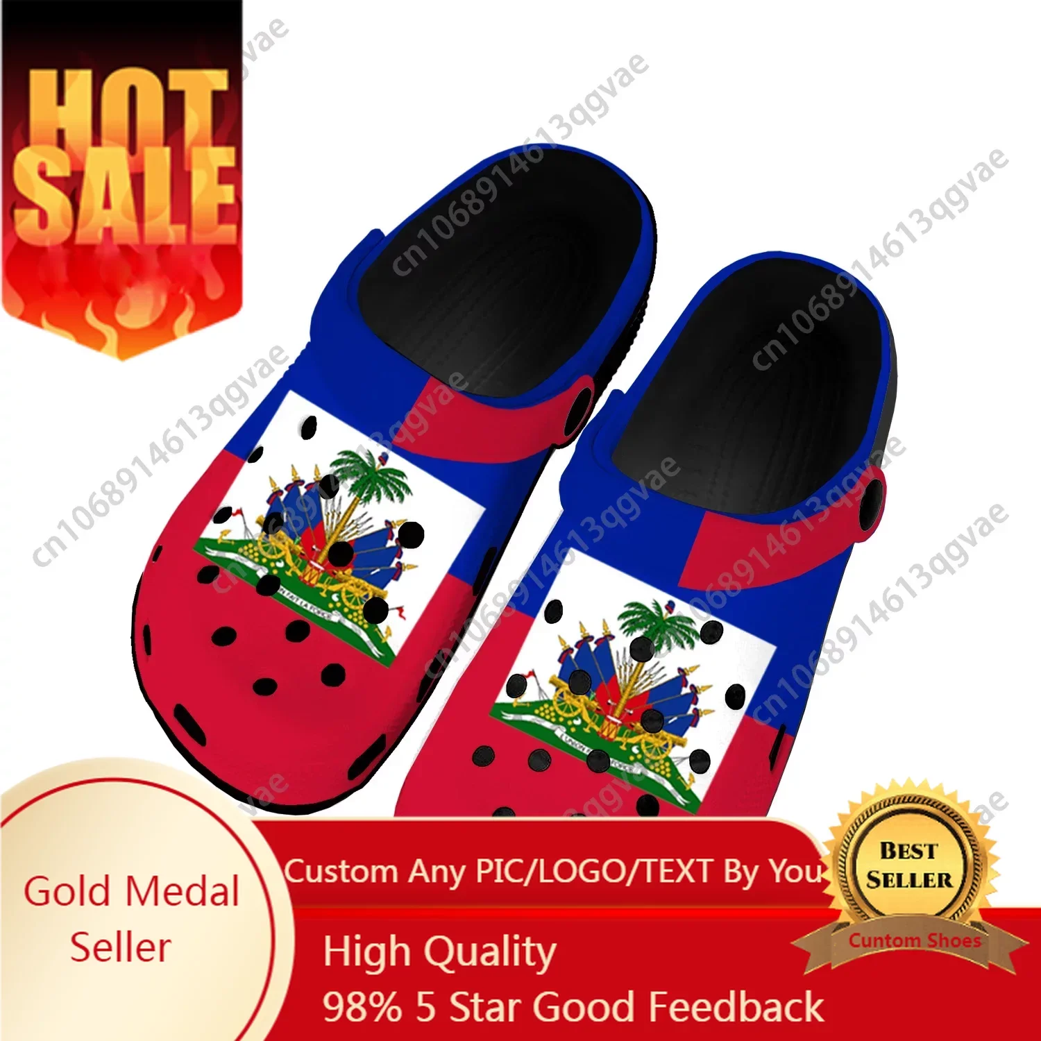 

Haitian Flag Home Clogs Custom Water Shoes Mens Womens Teenager Haiti Shoe Garden Clog Breathable Beach Hole Slippers