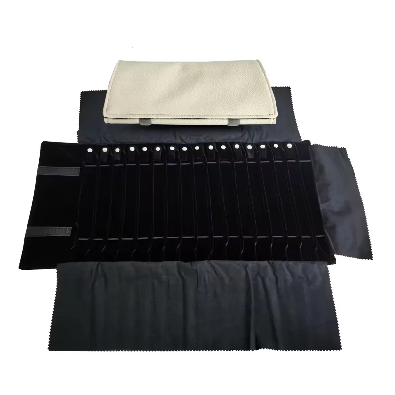 Elegant PU Leather Jewelry Storage Roll - Multiple Color Options