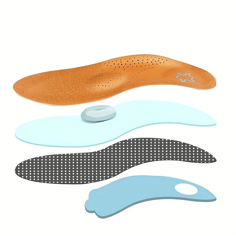 1Pair Leather Orthopedic Insoles Arch Support Insole Flat Feet Plantar Fasciitis Shoe Pads for Sport Insoles, Height Increase Insoles
