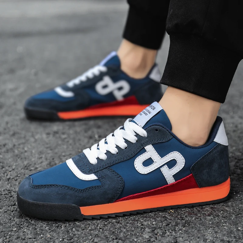 

2023 New Blue Casual Shoes Men Genuine Leather Sneakers Fashion Lace Up Luxury Shoes For Men Designer Sneakers Zapatillas Hombr