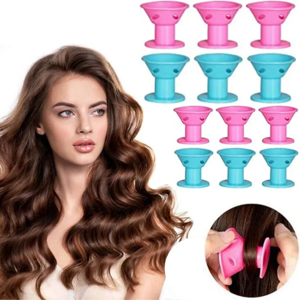 10pcs Soft Silicone Magic Hair Curlers Mushroom Heatless Hair Rollers Reusable Sleeping Lazy Curling DIY Styling Tools