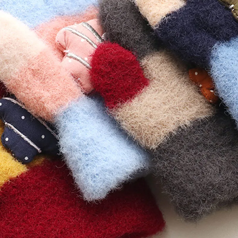 3D Doll Children Gloves Thick Baby Plush Gloves Cute Cartoon Toddler Five Finger Mitten 0-3year Boy Girl Kids Winter Hand Warmer 6