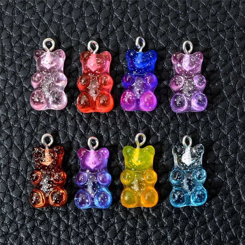 Colorful Gummy Bear Pendant Charms for Necklace Bracelet Diy Earrings Jewelry Bears Valentine's Day Gift jewelry charms resin charms animal charms fashion jewelry accessories 10/50Pcs 2.1*1.1cm