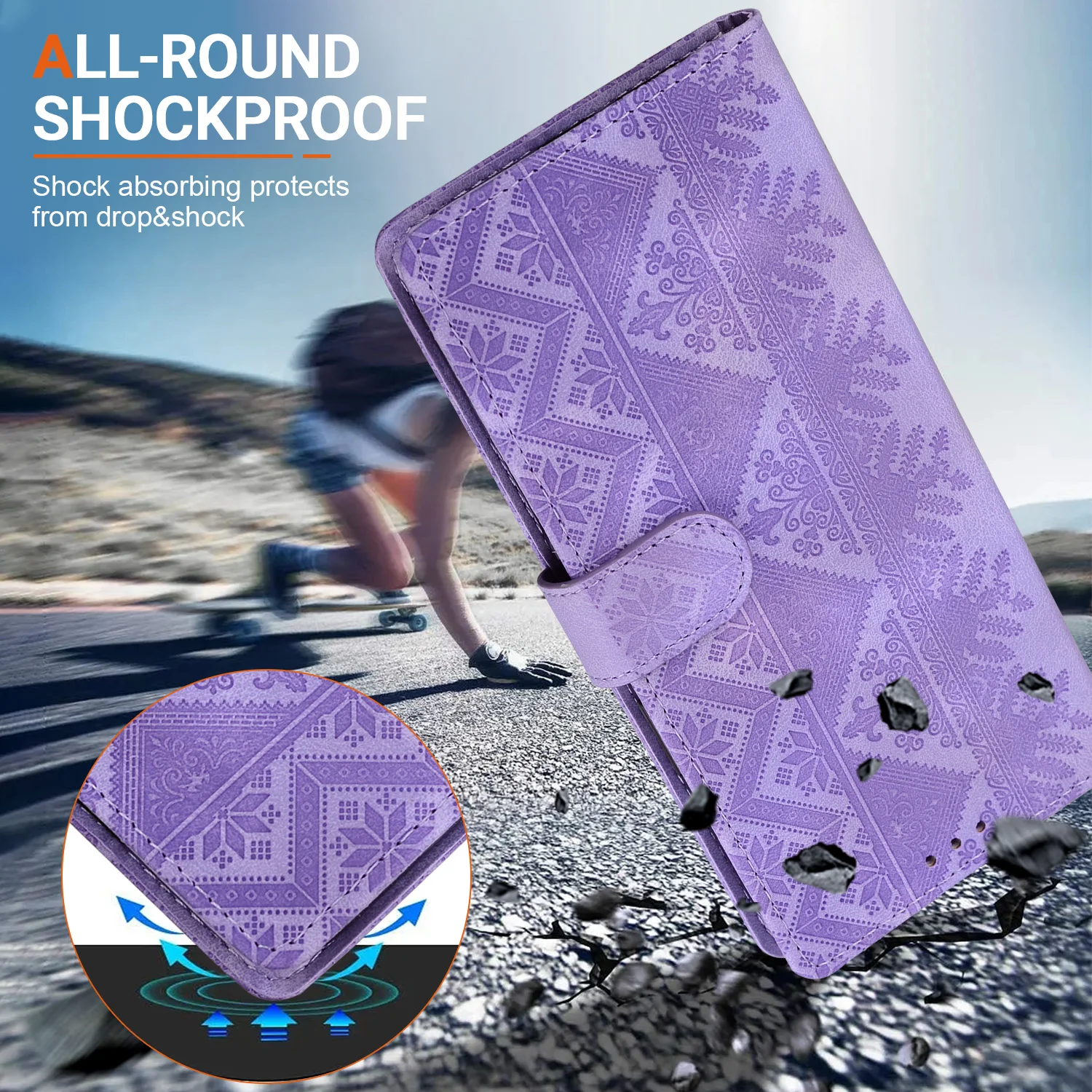 Leather Flip Phone Case with Magnetic Wallet & Protective Cover