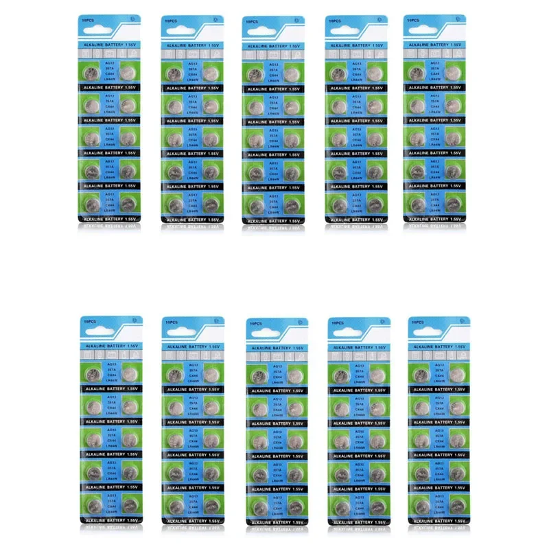 

Lot 100pcs AG13 LR44 357 R44 A76 SR1154 LR1154 G13 1.55V Alkaline Battery Button Coin Cell Batteries For Camera Watch Toy Remote