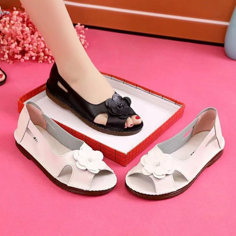 Summer Mom Sandals Women's Comfortable Middle Aged Mom Shoes Tendon