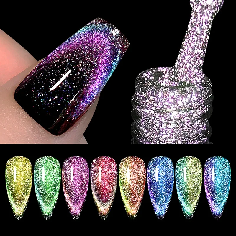 

7.5ml Reflective Broken Diamond Bounce Cat Eye Gel Laser Magnetic Gel Nail Polish Semi Permanent UV LED Nail Art Design Varnish