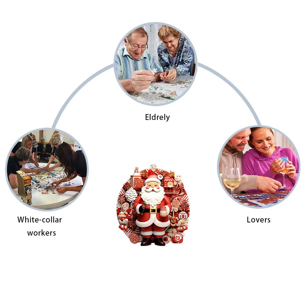 Santa Claus Model Wooden Puzzle A3 A4 A5 3D Decoration Holiday Gift Family Interactive Decompress