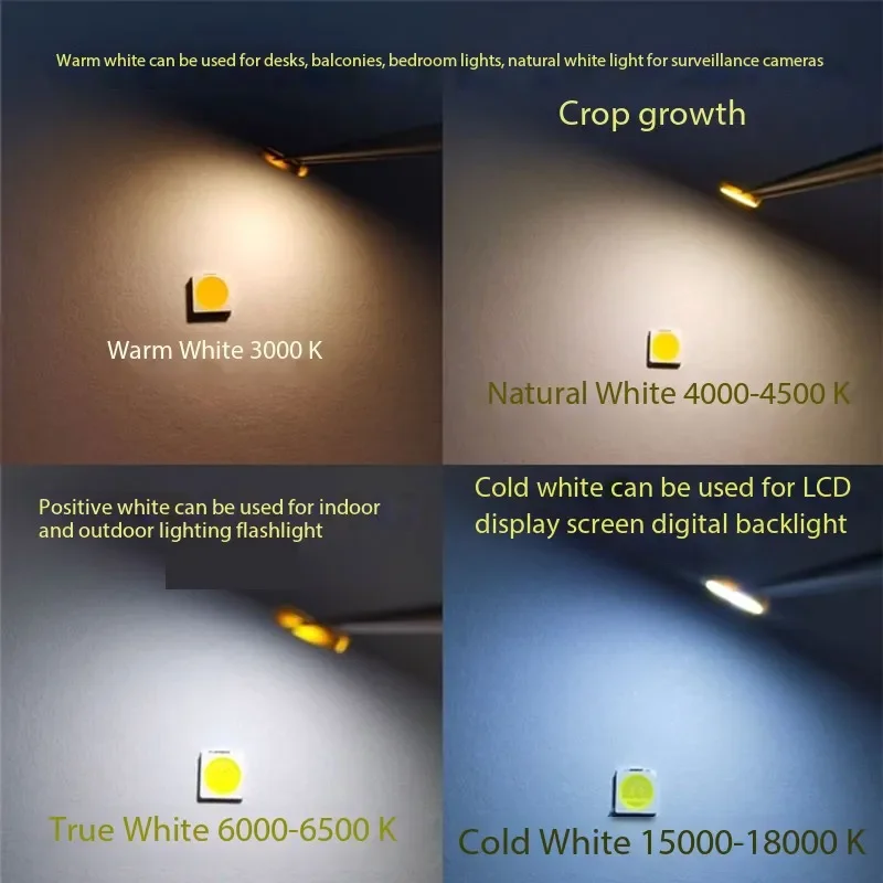 3030 SMD LED 쿨 화이트 내추럴 화이트 웜 화이트, 발광 램프 비즈, 3000K 4000K-500K 6000K-6500K, 100 개, 1W, 3V, 6V, 9V, 3.0x3.0mm