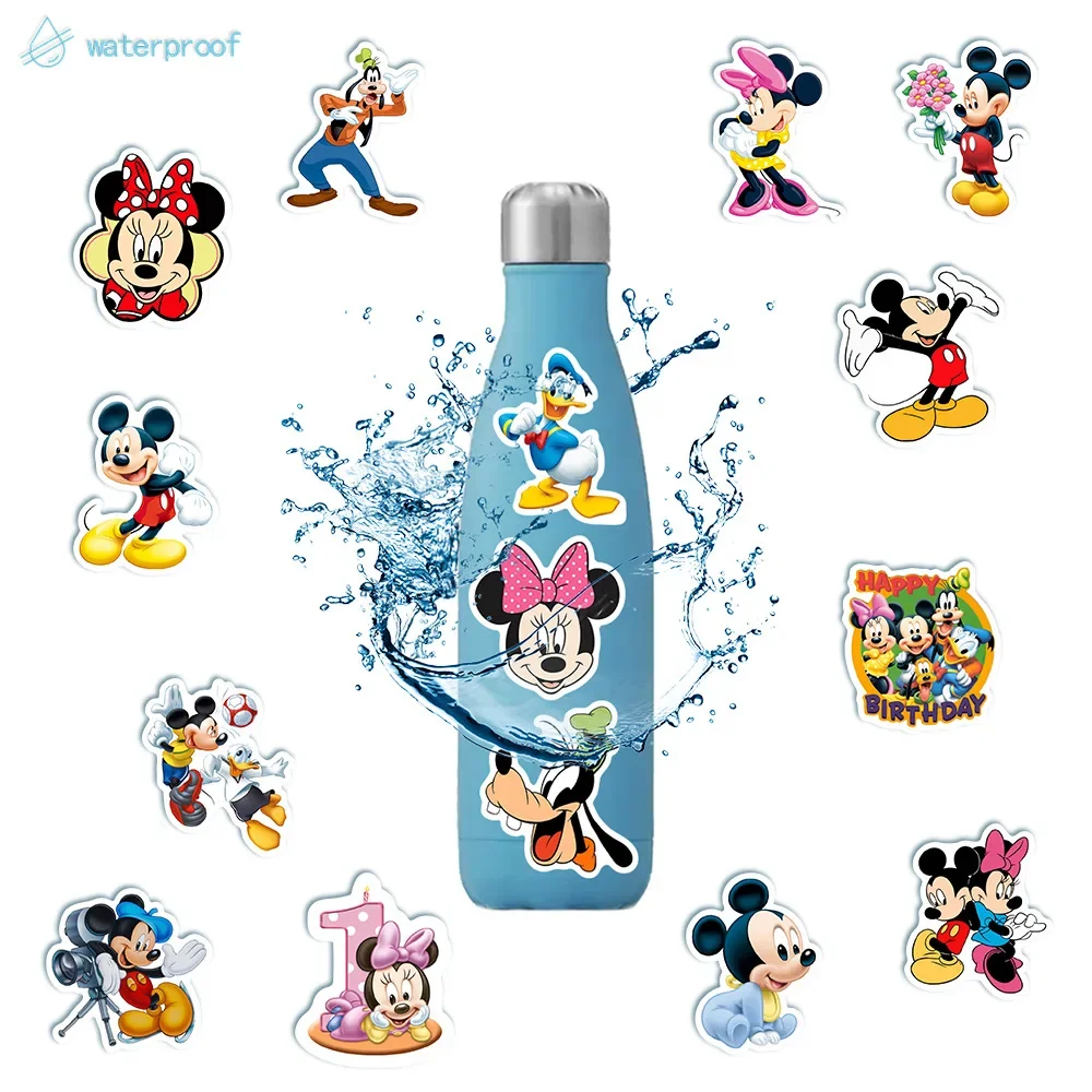 

50pcs Disney Kawaii Mickey Mouse Sticker Notebook Hand Account Suitcase Water Bottle Cartoon Sticker Decorated Children Toy Gift