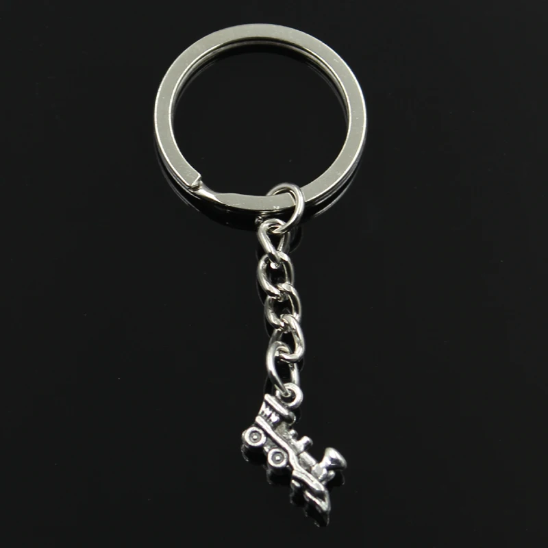 Mode 30mm Schlüssel Ring Metall Schlüssel Kette Keychain Schmuck Antike Bronze Silber Farbe Überzogen Doppelseitige Zug 17x12mm Anhänger