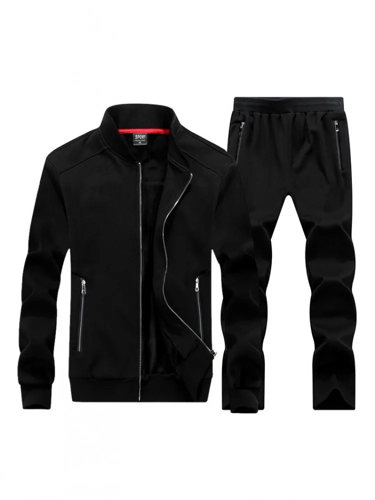 Spring Autumn Mens Two Piece Set Outdoor Running Set Stand Collar Sweatshirt Sport Suit Man Jogging Fitness Tracksuit 7XL 8XL