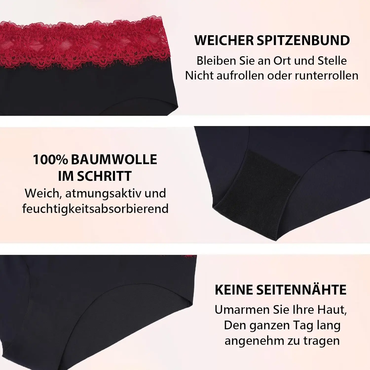 Women's Underwear Lace Briefs Comfortable Hipster Underwear Women Plus Size Soft Breathable Sexy Bikini Panties Pack of 5